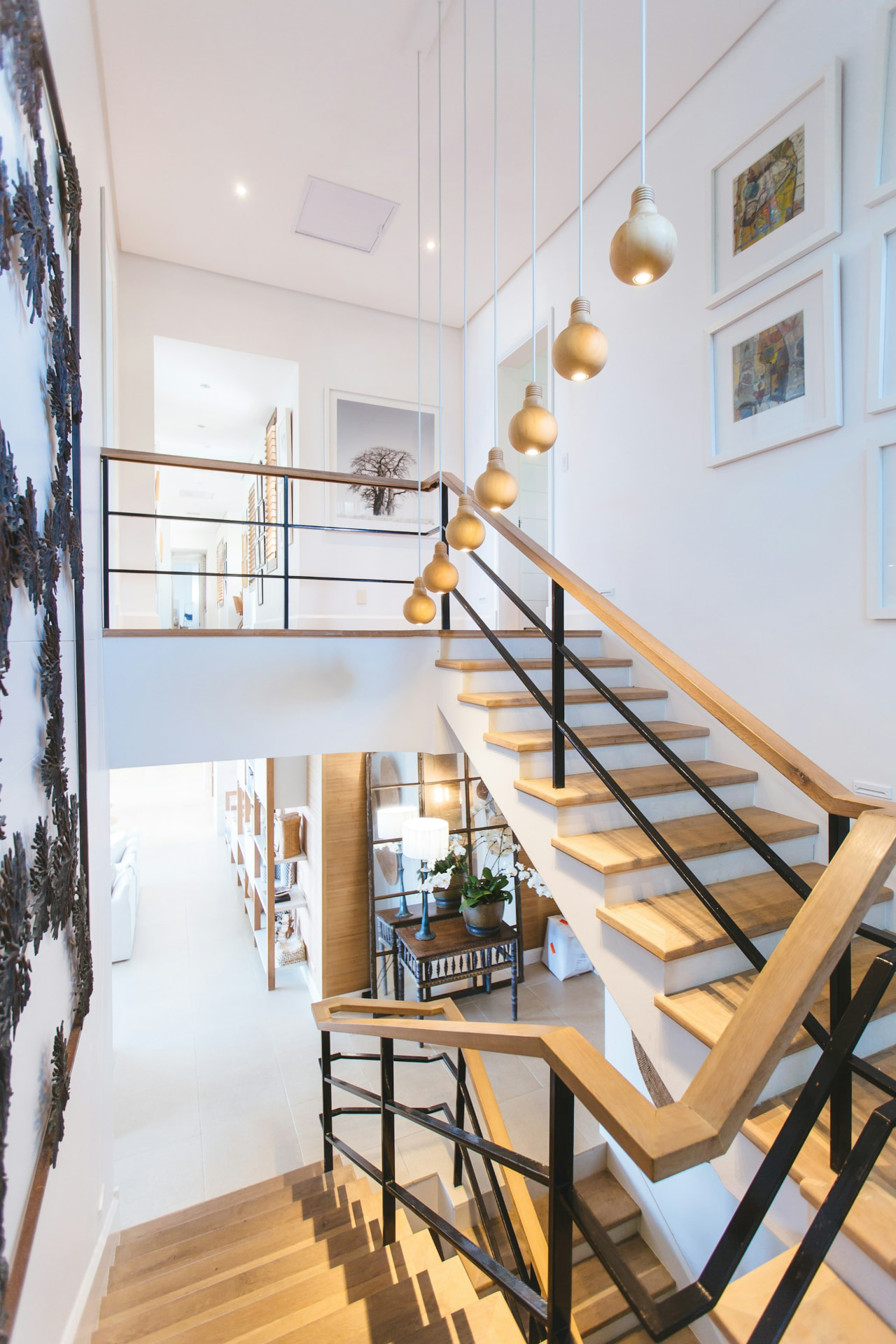 Bright staircase and entryway of a modern residential property